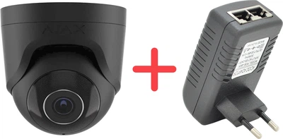 Проводная IP-камера Ajax TurretCam 5 Mp/4 мм Black + POE инжектор в подарок (TurretCam (5 Mp/4mm)B+P)