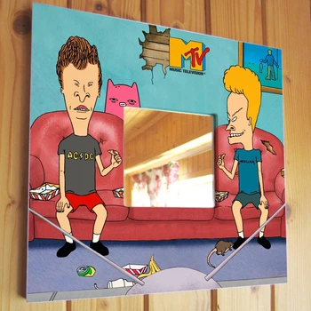 Декоративне дзеркало "Бівис і Батхед. Beavis and Butt-Head" подарунок фанату мультсеріалу та MTV, прикраса в спальню, офіс, студію, гараж