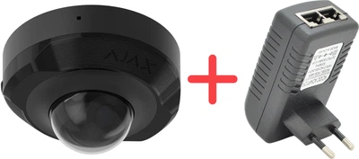 Дротова IP-камера Ajax DomeCam Mini 5Mp/2.8 мм Black + POE інжектор у подарунок (DomeCamMini(5Mp/2.8mm)B+P)