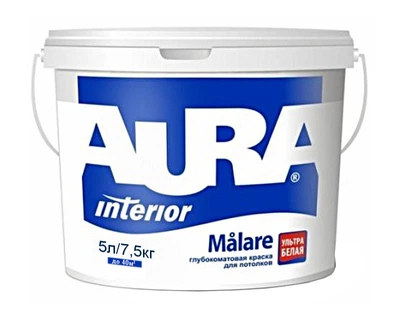 Краска интерьерная для стен и потолка AURA MALARE (Белая В1) 5 л.