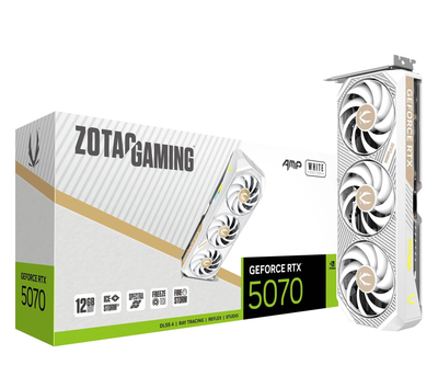 Видеокарта Zotac GeForce RTX 5070 AMP White 12GB GDDR7 DLSS4 (ZT-B50700FQ-10P) EU