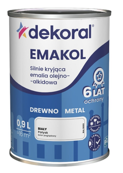 Эмаль для дерева и металла Dekoral Emakol белый матовый RAL 9003, 0.9л