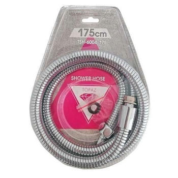 Шланг для душа TOPAZ TSH-6004-175 хром 175см усиленная подвижная гайка, Blister, Шланг для душа TOPAZ