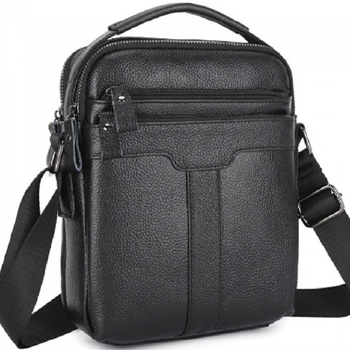 Мужская кожаная сумка-мессенджер через плечо Tiding Bag A25-3278A Черная