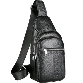 Мужская сумка-слинг кожаная 18х32х7 кросс боди для прогулок Tiding Bag A25F-5060A черная