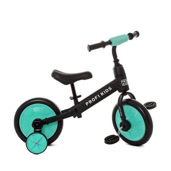 Велосипед-беговел PROFI KIDS 12" трансформер 2 в 1 черно-голубой (MBB1012-1)