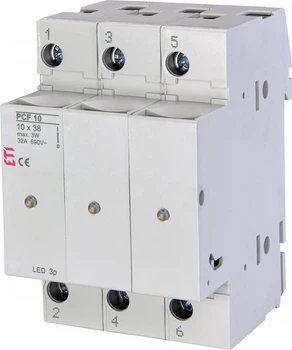 Роз’єднувач запобіжників 3P 32A 690V AC 10x38 з індикацією [2550014] PCF 10 3P LED ETI