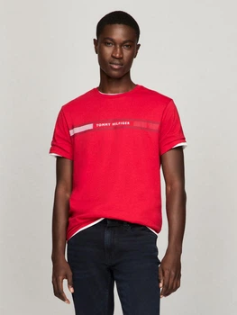 Футболка хлопковая длинная мужская Tommy Hilfiger 78JB304XLG XL Красная с принтом (18664318957)