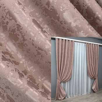 Комплект готових штор VR-Textil Льон мармур Pavliani VO № 1716ш пудровий 130х270 см 2 шт (39-140)