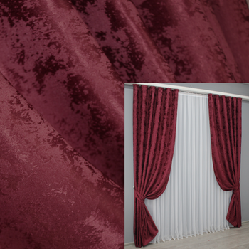Комплект готових штор VR-Textil Жакард Sultan XO № 1472ш Бордовий 100х270 см 2 шт (31-028)