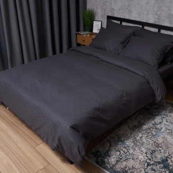 Комплект постельного белья Moon&Star Satin Stripe «Dark Serenity» Полуторный Евро 160х220 наволочки 2х50х70 (MS-820008596)