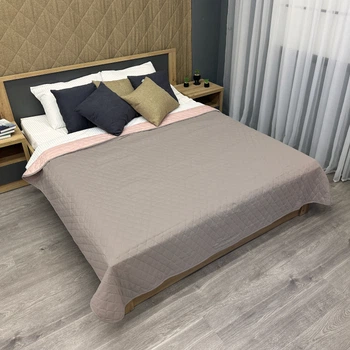Покрывало двустороннее Decorator Microfiber ромб 215x240 см какао с розовым (85-139)