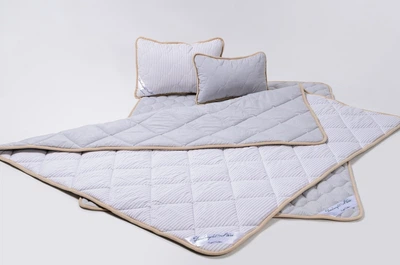 Комплект Goodnight.Store (Standart): Ковдра 140х200 + Подушка 40х60 Односпальний колір Сірий / Білий у смужку