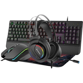 Комплект дротовий ігровий GamePro GS1252 Gameset 4в1 клавіатура миша гарнітура килимок USB