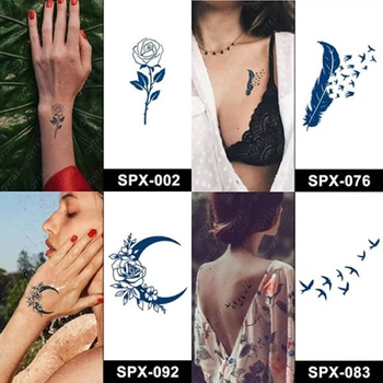 Переводные джагуа тату Fresh Tattoo SPX-set-02 T, Птицы и цветы, 4 штуки в наборе (SPX-set-02-RT)