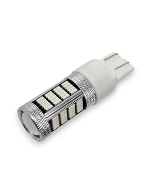 Светодиодная лампа 7443 T20 W21/5W W3x16q 92SMD 4014 12-24V с линзой Зелёный свет (74199)