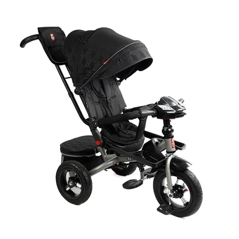 Велосипед-коляска с родительской ручкой BestTrike 6088 F–695-12 поворотное сиденье, надувные колеса, Черный узор