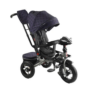 Велосипед-коляска с родительской ручкой BestTrike 6088 F–702-15 поворотное сиденье, надувные колеса, Черный орнамент