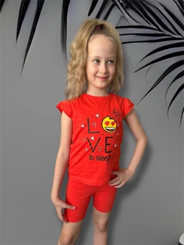 Пижама Emoji&Lupilu 6/8 лет 122-128 см Крассный