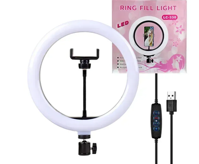 Кольцевая LED лампа LC-330 33 см с держателем для телефона от USB
