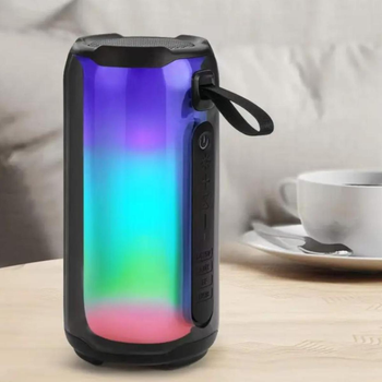 Портативна бездротова Bluetooth колонка з RGB підсвічуванням, акумуляторна музична колонка Чорна Pulse-5-Black