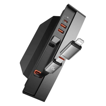 Концентратор USB Хаб Док станція для Tesla Model 3 Model Y Baseus T-Space Series 45W 2USB + 2Type-C з вбудованим кабелем 45 Вт (B00051300111-00) Black