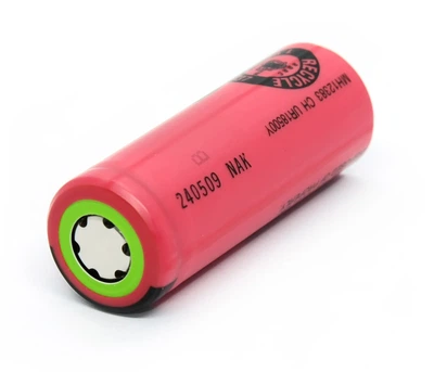 Аккумулятор 18500 Li-Ion Sanyo UR18500Y, 1300mAh, 2.6A, 4.2/3.7/2.75V, flat top, Red