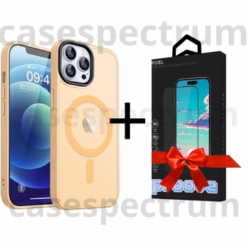 Чохол ударостійкий матовий WAVE Premium Matte Insane Case with MagSafe для Apple Iphone 12 Pro Max Yellow + Подарунок Захисне скло Pixel для Apple iPhone
