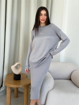В'язана спiдниця ART KNIT Katrin Сіра, XXL 033274