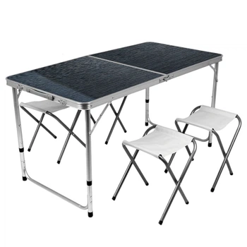 Розкладний стіл валіза з 4 стільцями для пікніка, риболовлі Folding Table 120 х 60 х 70 см (MH-5309S) Чорний