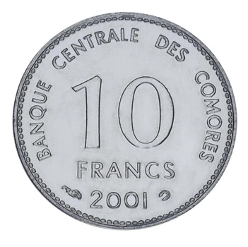 Монета Коморские острова 10 франков 2001 UNC