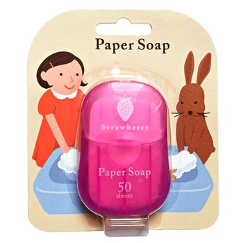 Паперове мило Strawberry Paper Soap Полуниця 50 листів з мішечком для зберігання