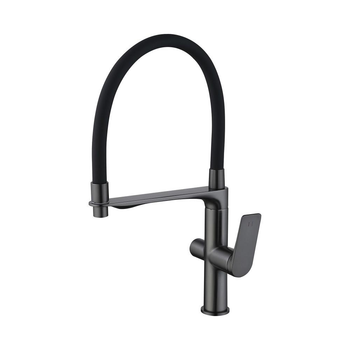 Смеситель для кухни Qtap Vlasta QTVLA364GMB45649 с гибким изливом и подключением к фильтру Черный графит (QTVLA364GMB45649)