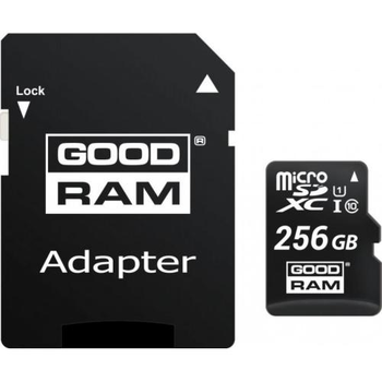 Карта памяти microSDXC, 256Gb, Goodram M1AA, Class 10 UHS-I U1, SD адаптер, до 100/10 МБ/с (M1AA-2560R12)