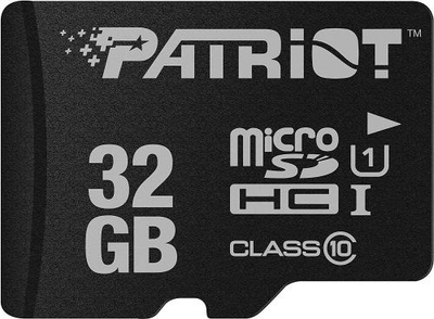 Карта памяти microSDHC, 32Gb, Patriot LX, Class10 UHS-I U1, без адаптера, до 80 МБ/с (PSF32GMDC10)