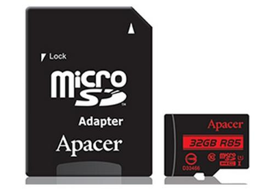Карта памяти microSDHC, 32Gb, Apacer R85, Class10 UHS-I U1, SD адаптер, до 85 МБ/с (AP32GMCSH10U5-R)