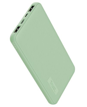 Універсальна мобільна батарея 10000 mAh, Trust Primo, Green, 15 Вт, 2xUSB / Type-C, кабель USB - microUSB (25029)