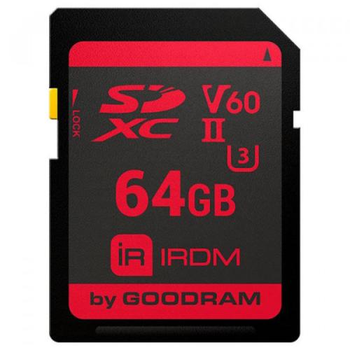Карта памяти SDXC, 64Gb, Goodram IRDM S6B0, Class 10 UHS-II U3 V60, до 280/95 МБ/с (IR-S6B0-0640R11)