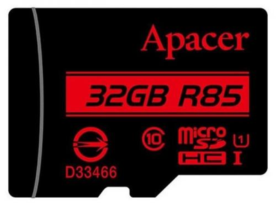 Карта памяти microSDHC, 32Gb, Apacer R85, Class10 UHS-I U1, без адаптера, до 85 МБ/с (AP32GMCSH10U5-RA)