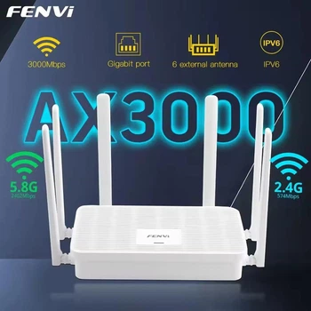 Маршрутизатор Fenvi FV-AX3000WR Wi-Fi Router Dual band 2.4GHz/5GHz MU-MIMO+OFDMA, 1Wan+3Lan Gigabit port, Беспроводной двухдиапазонный гигабитный Роутер Wi-Fi 2.4ГГц/5ГГц 6-антенны AX3000 (WiFi 6)