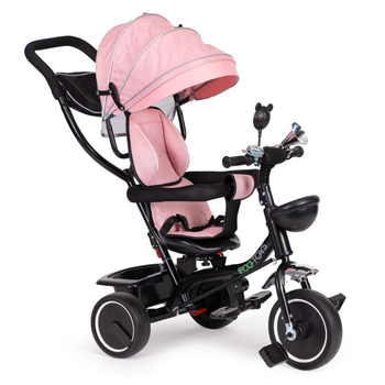 Триколісний велосипед EcoToys з поворотним сидінням і дашком JM-066-9 Рожевий (5903769974146)