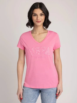 Футболка бавовняна жіноча U.S. Polo Assn 216342-1D00A(cosmo pink) XS Рожева з принтом (786662195680)