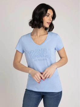 Футболка хлопковая женская U.S. Polo Assn 216342-1D00A(open air blue) XS Голубая с принтом (786662195796)