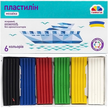 Пластилін "Мозаїка" 6 кольорів, 90 г. "Гамма" 300306 4820219217084
