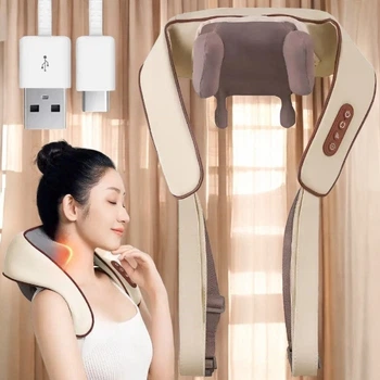 Массажер ударный для шеи и плеч с ИК-подогревом A-Plus Neck massager NEW Бежевый