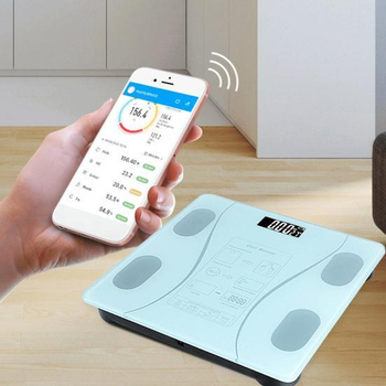 Весы напольные электронные Sokany смарт умные весы Bluetooth стеклянные для дома Голубой