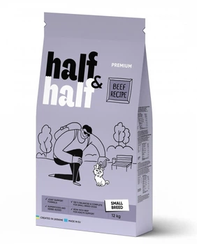 Повнораціонний сухий корм для собак малих порід з яловичиною Half&Half Small Breed 12 кг