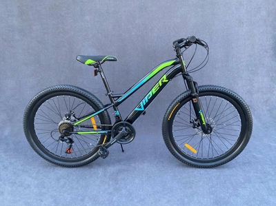 Гірський підлітковий велосипед Viper Blackwood 24" FR/D рама 12,5 чорно-блакитний