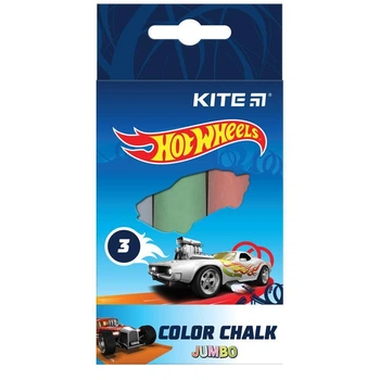 Мел цветной Jumbo Kite Hot Wheels 3 цвета HW21-077, 47375