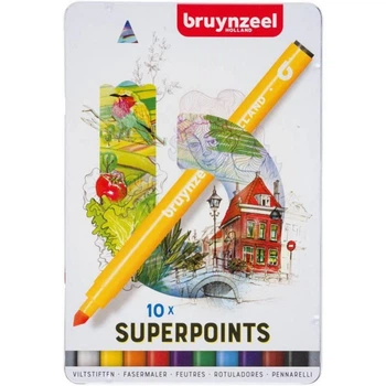 Фломастеры Expression 9 цветов и 1 специальный металлический пенал Bruynzeel, 60324010